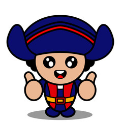 cute columbus mascot costume character cartoon vector with both thumbs up. suitable for use on the day of colombus