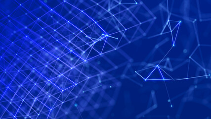 3D cube of lines and dots. Wireframe polygonal element on dark background. Science and technology. 3d rendering