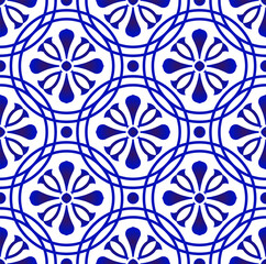 blue and white floral seamless pattern