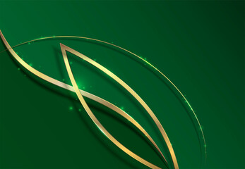 Abstract green background with golden lines.