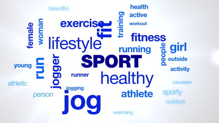 sport healthy jogger lifestyle fit fitness jog exercise runner people animated word cloud background in uhd 4k 3840 2160