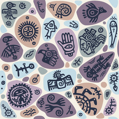 Seamless ethnic ornament. Motives of the ancient Indians, Mesoamerica. Vector illustration. Infinite background.