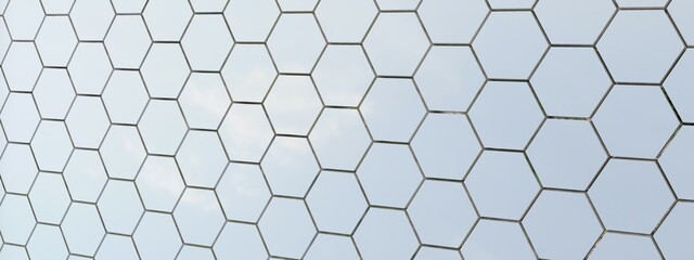 Wide Futuristic Hexagon Background (Website Header) 3D Illustration