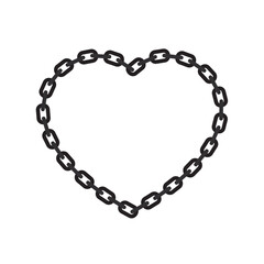 Vector heart created using a black chain. Isolated on white background