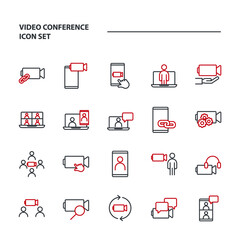 Video Conference set icon, isolated Video Conference set sign icon, vector illustration