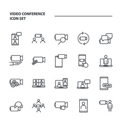Video Conference set icon, isolated Video Conference set sign icon, vector illustration