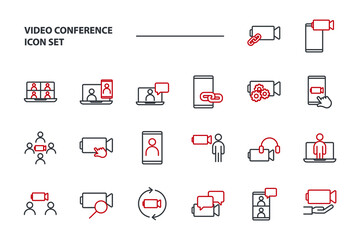 Video Conference set icon, isolated Video Conference set sign icon, vector illustration