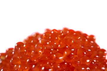 Red salmon roe on white