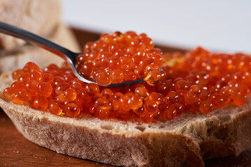 Salmon roe on bread