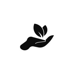 black nature green leaf and hand icon