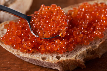 Salmon roe on bread
