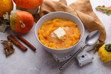 Pumpkin porridge. Traditional autumn dish