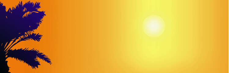 Sunny background of sunrise or sunset on the tropical coast. Silhouette of a palm tree lit by the sun [преобразованный]2