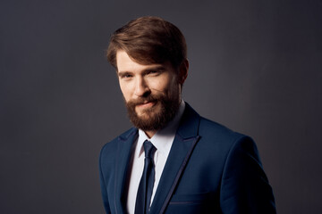 The man in a suit emotions hand gestures isolated background