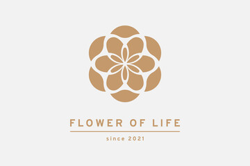 Flower of life abstract logo. Circle tree icon, vector illustration, EPS 10