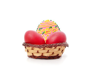 Easter colored eggs with cookies.