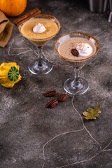 Creamy cocktail with pumpkin and pecan