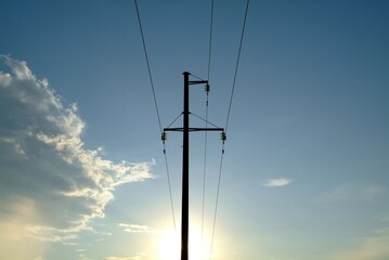 pole with high-voltage electrical wires