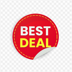 Best Deal Tag design, red and yellow color, Vector Illustration with transparent background.