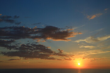 Sunset sky on Adriatic sea in Croatia