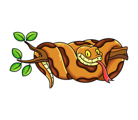 snake sleeping on branch cartoon