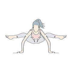 continuous line drawing of woman balancing on yoga