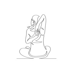 continuous line drawing of woman yoga meditation