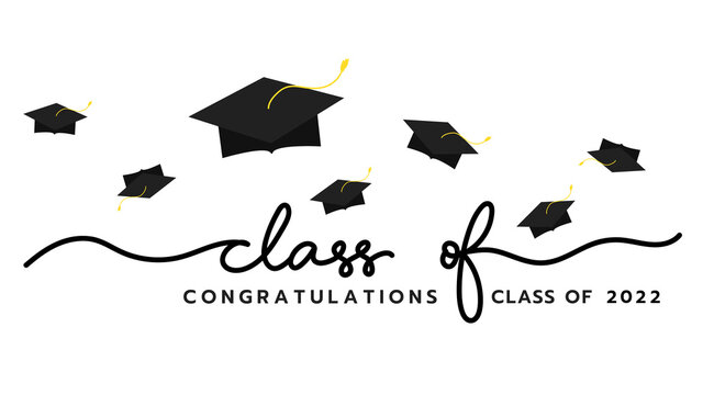 class of 2022 with graduation cap . Template for graduation design .isolated on white background ,Vector illustration EPS 10