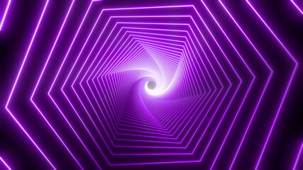 Abstract glowing VJ tunnel video for edm music animation. Flight sci-fi tunnel seamless loop. VJ motion graphics Time warp portal lightspeed hyperspace concept. 4k 3D render animation