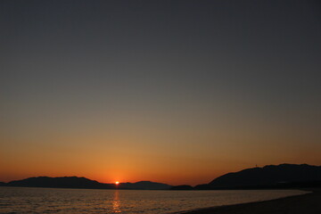 日本の自然と瀬戸内海の夕日