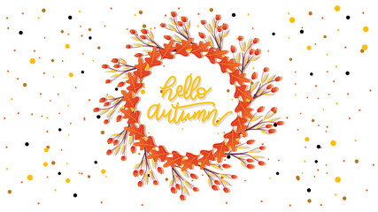 hello  autumn frame with copy space , isolated on white background for content online or web, banner and template, Simple cartoon flat style. illustration Vector EPS 10