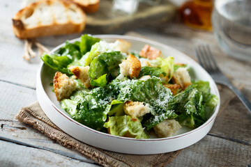 Traditional Caesar salad, vegetarian option