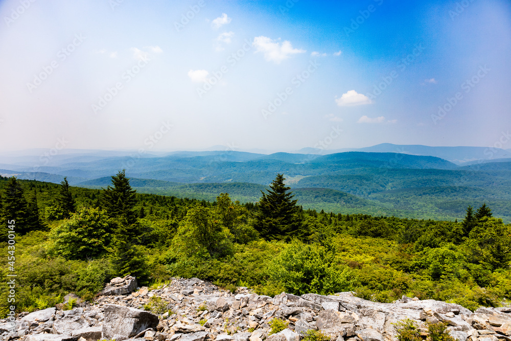 Poster High angle shot of the highest point in West Virginia Spruce Knob in the summer