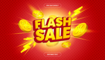 3D Flash Sale Text Effect with yellow and red color theme.