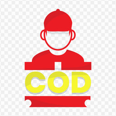 Cash on Delivery banner design, red and yellow color, Vector Illustration with transparent background.