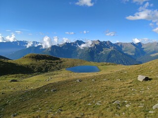 Fototapeta na wymiar landscape with lake and mountains