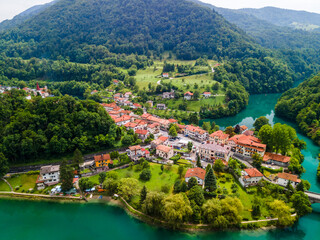 Most na Soci in Slovenia Drone View