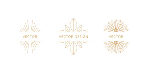 Vector set of design elements and shapes - boho sun symbols  - logo design templates, frames, photo overlays and stars © venimo