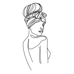 Portrait of a beautiful girl from the back. Vector abstract style illustration. Fashion trend minimalism