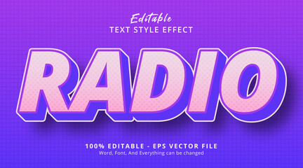 Radio text with hype gradient style effect, editable text effect