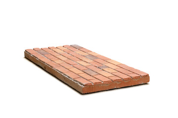 innovation of Artificial brick wall board or plate made from foam for wall construction on white background. Clipping Path.