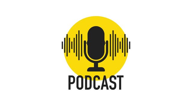Podcast. Badge, icon stamp logo. Motion graphics