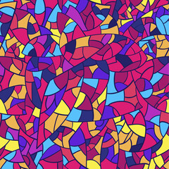 Abstract bright vector seamless stained glass background.