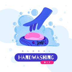 Global Handwashing Day. Wash Your Hand. Doodle Vector Illustration.