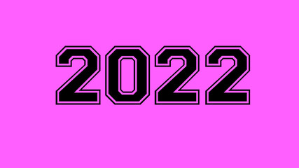 2022 number black lettering pink rose background