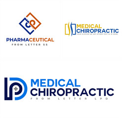 Medical clinic chiropractic orthopedic spine icon logo design