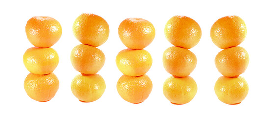 Row of Mandarin Orange Stacks Isolated on White Backdrop