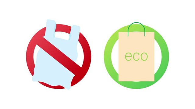 Say no to plastic bags poster. The campaign to reduce the use of plastic bags to put. Motion graphics