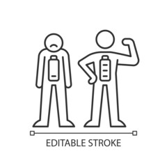 Emotional state linear icon. Persons reaction to situation. Motivation, energy if state is good. Thin line customizable illustration. Contour symbol. Vector isolated outline drawing. Editable stroke