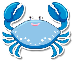 Blue crab sea animal cartoon sticker